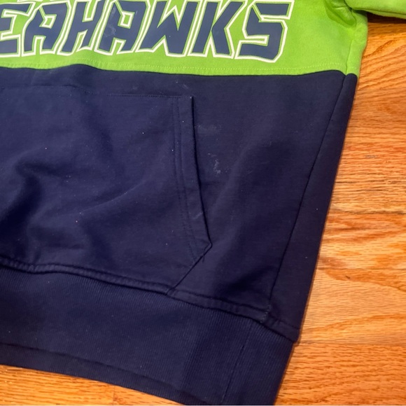 Seattle Seahawks Starter Extreme Pullover Hoodie HeatherCharcoal/CollegeNavy Med - Picture 3 of 9